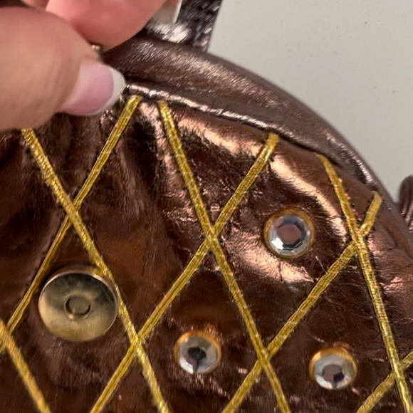 Paris New York  Bronze Golden Evening bag Crossbody Glitz bag - Picture 8 of 8